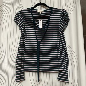 Anthropologie top by Porridge, color green and light pink, size M